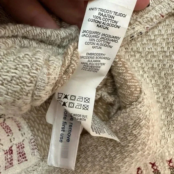 Lucky Brand | Cream Embroidered Knit Jaquered Zip Boho Motorcycle Jacket Size S - Picture 10 of 12